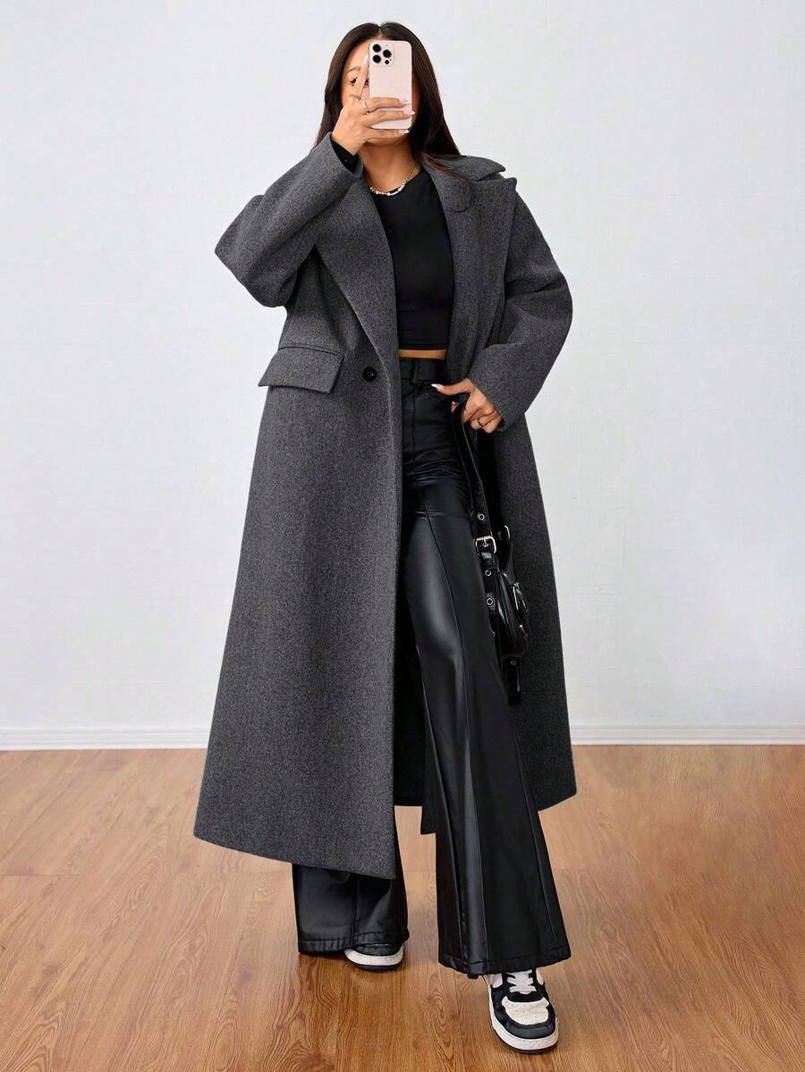 Double Breasted Lapel Long Overcoat