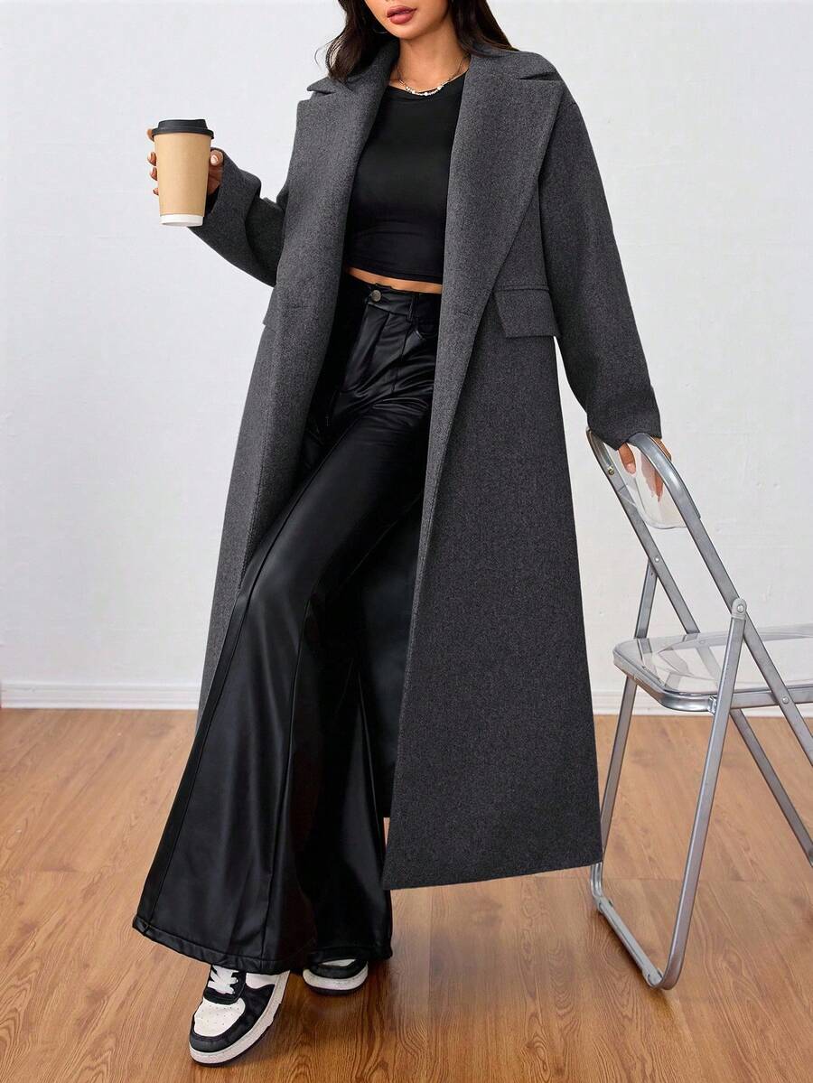 Double Breasted Lapel Long Overcoat