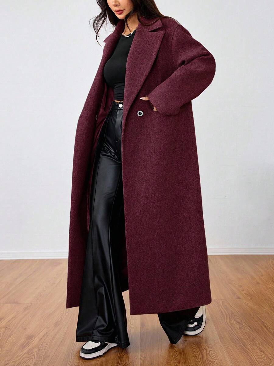 Double Breasted Lapel Long Overcoat