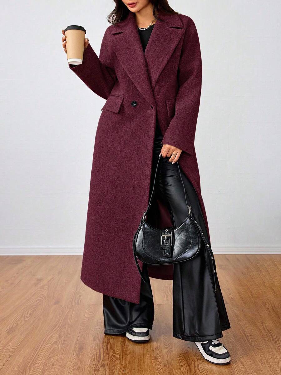 Double Breasted Lapel Long Overcoat