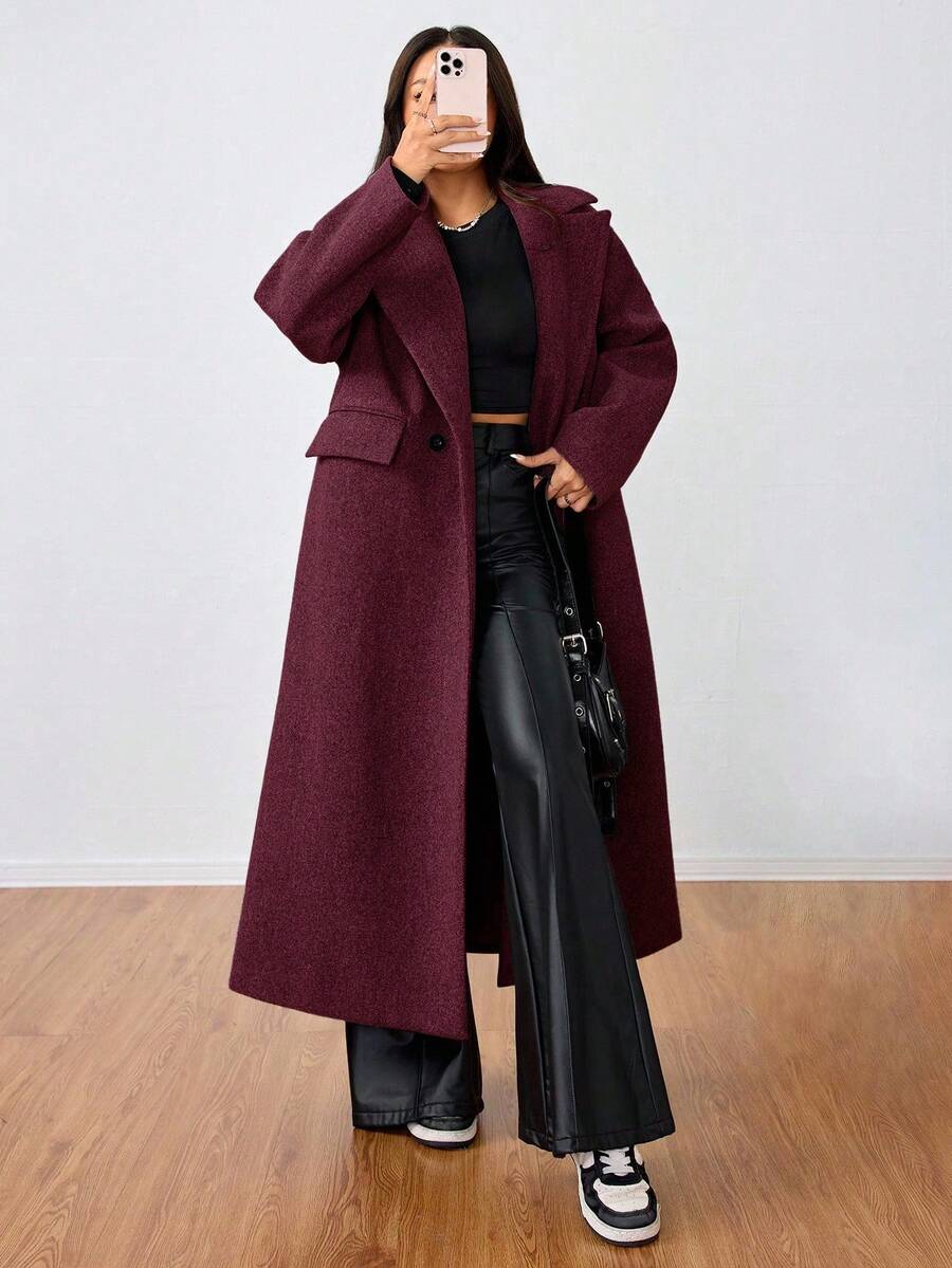 Double Breasted Lapel Long Overcoat
