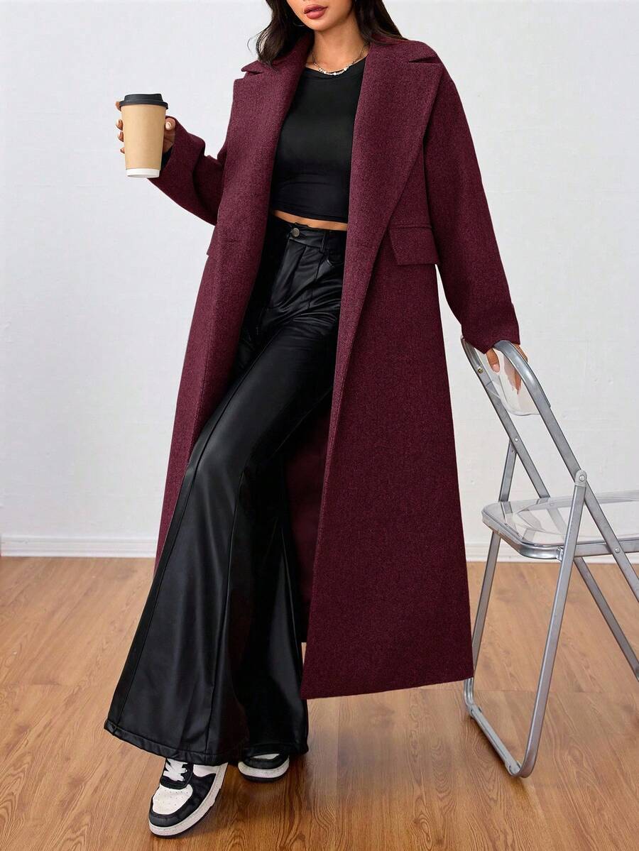Double Breasted Lapel Long Overcoat