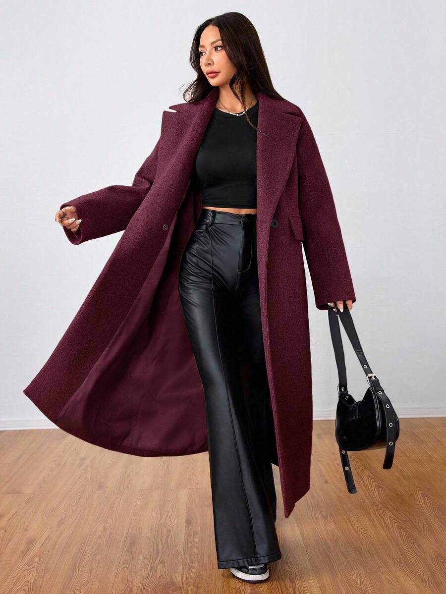 Double Breasted Lapel Long Overcoat