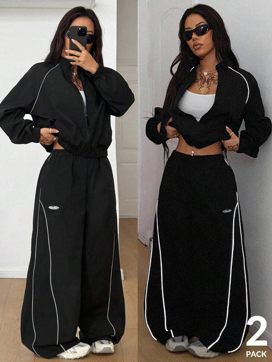 Reflective Trim Coat and Parachute Cargo Pants Set