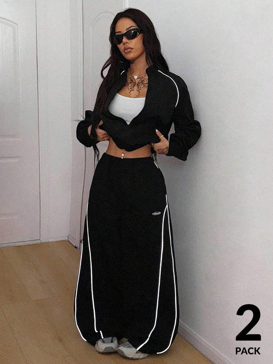 Reflective Trim Coat and Parachute Cargo Pants Set