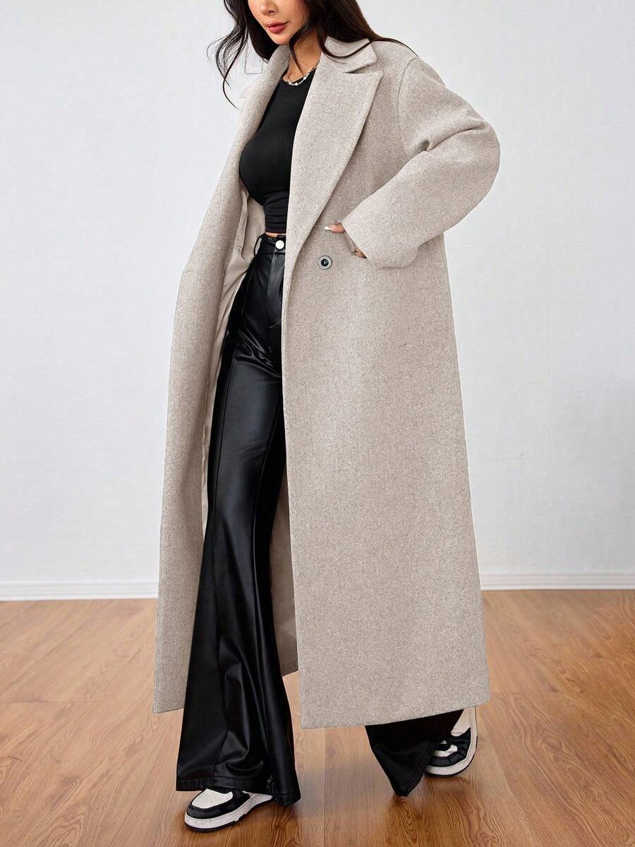 Double Breasted Lapel Long Overcoat