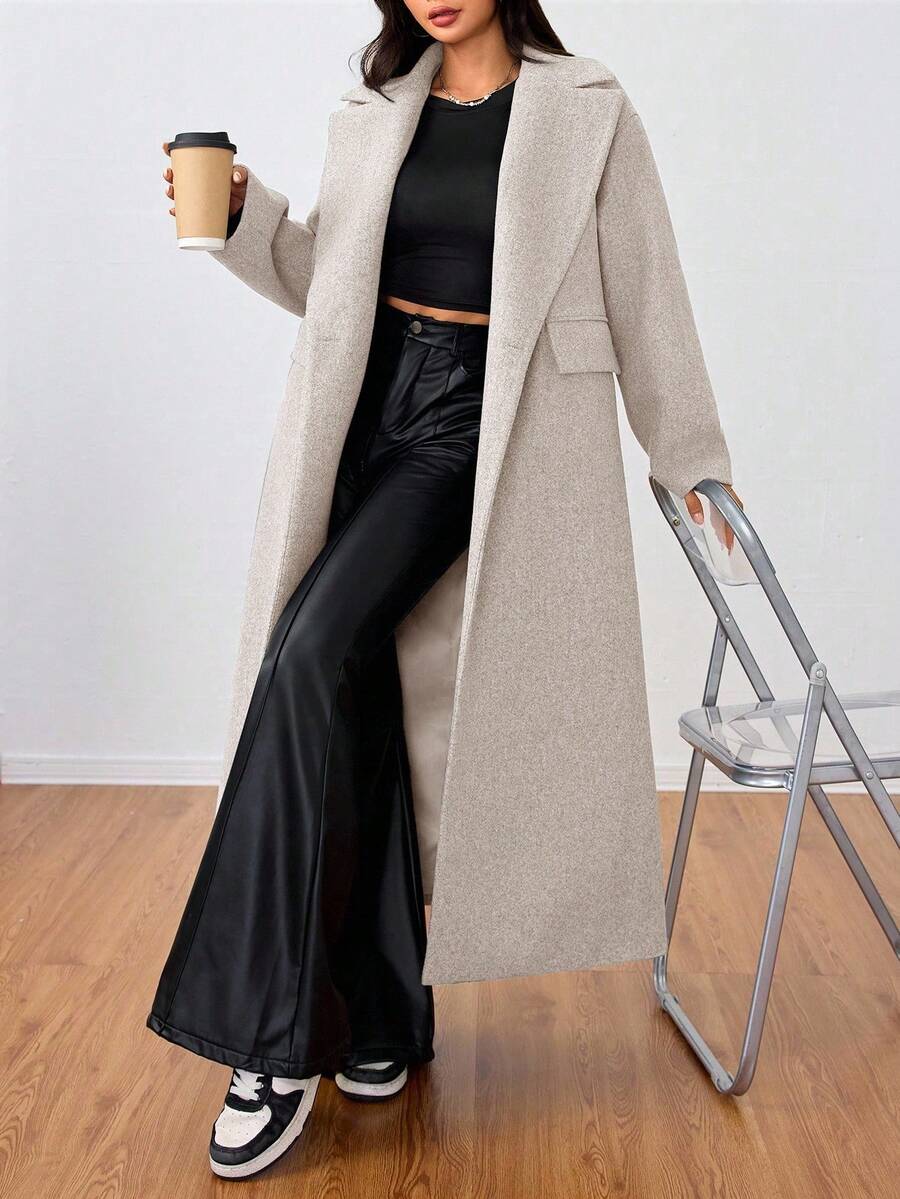 Double Breasted Lapel Long Overcoat