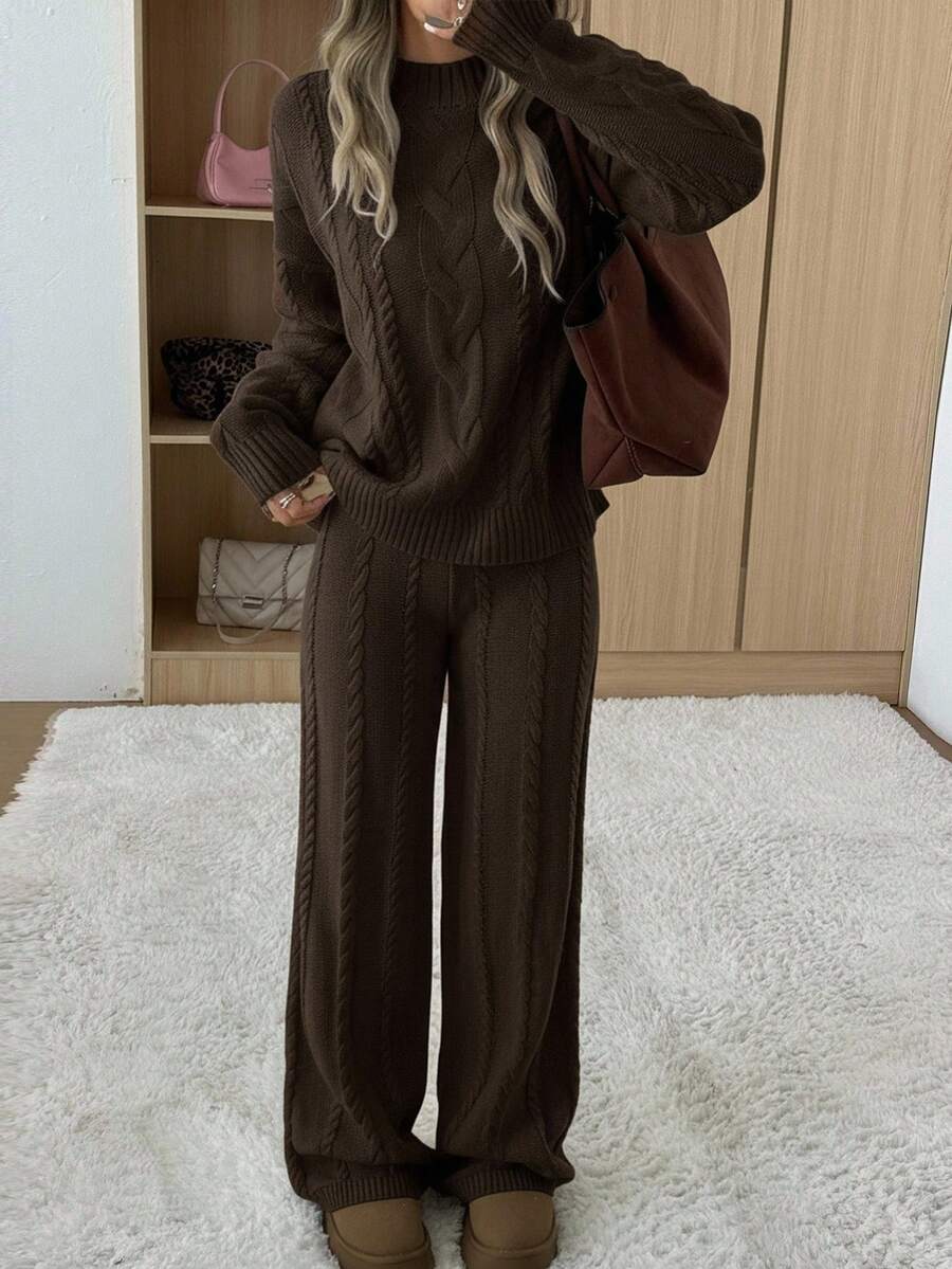 Cable Knit Sweater and Pants Set