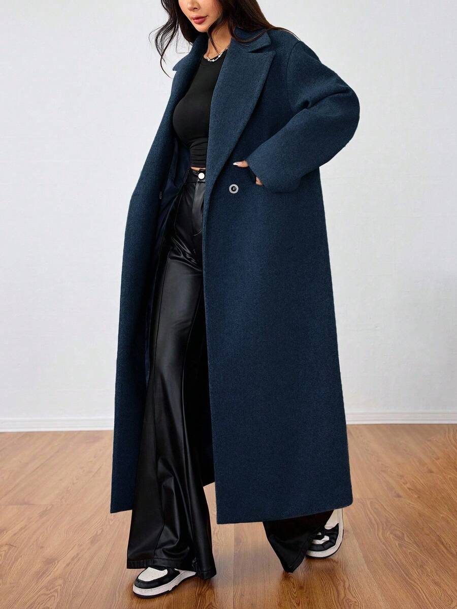 Double Breasted Lapel Long Overcoat