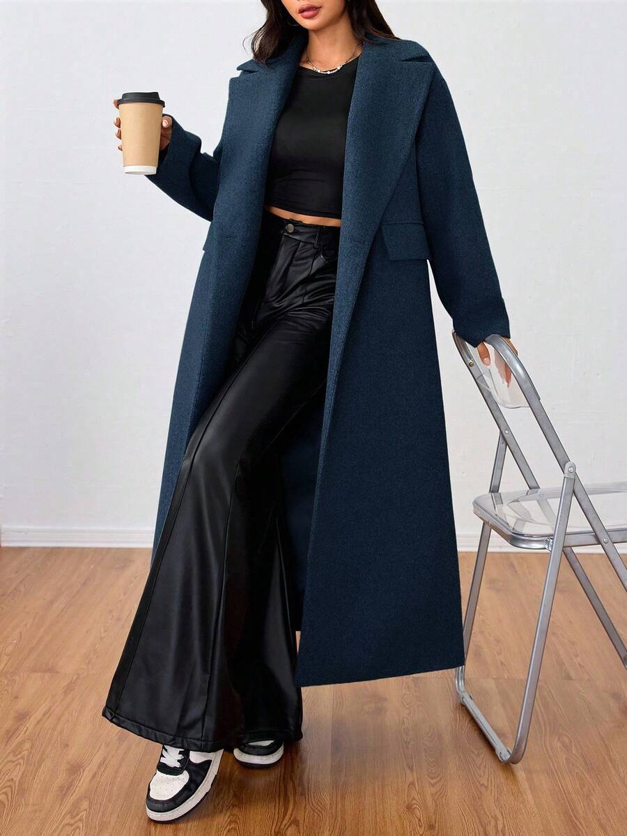 Double Breasted Lapel Long Overcoat