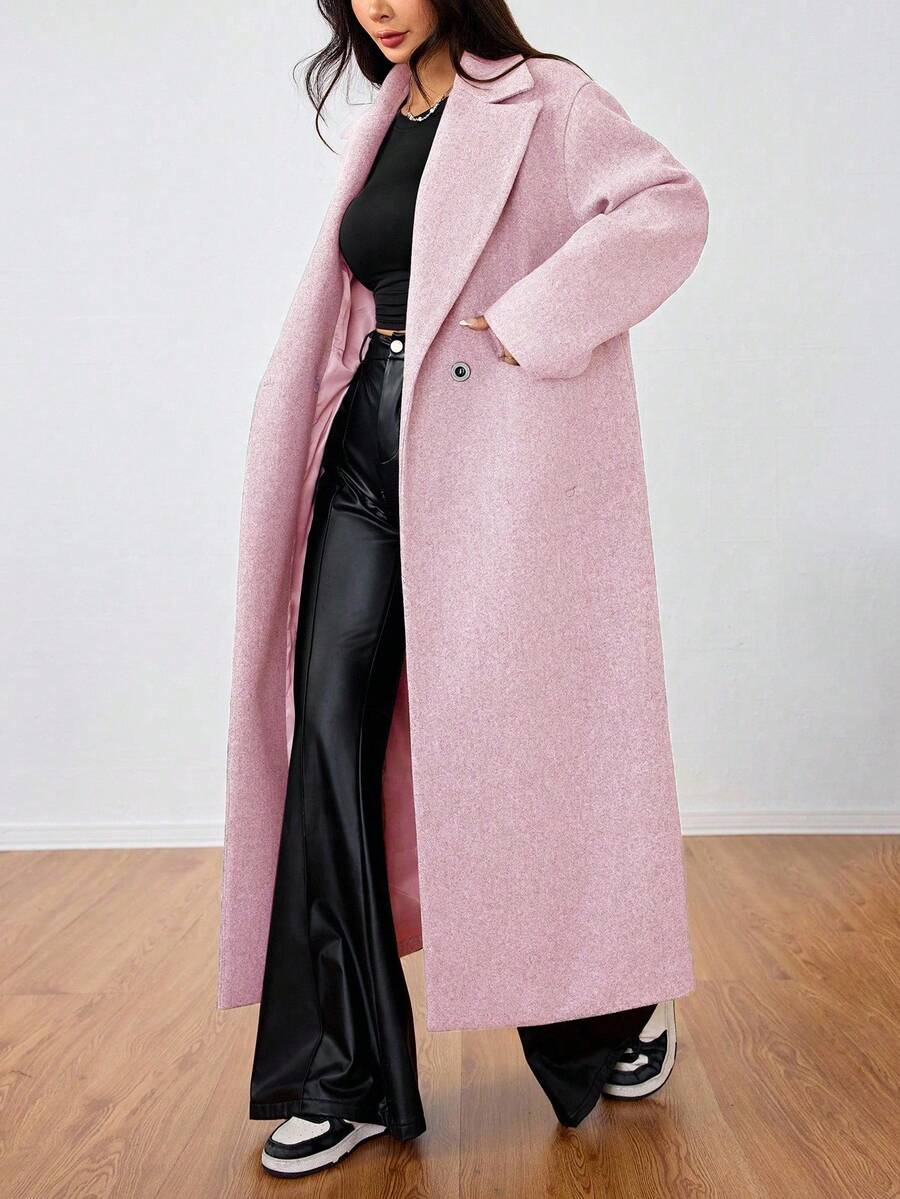 Double Breasted Lapel Long Overcoat