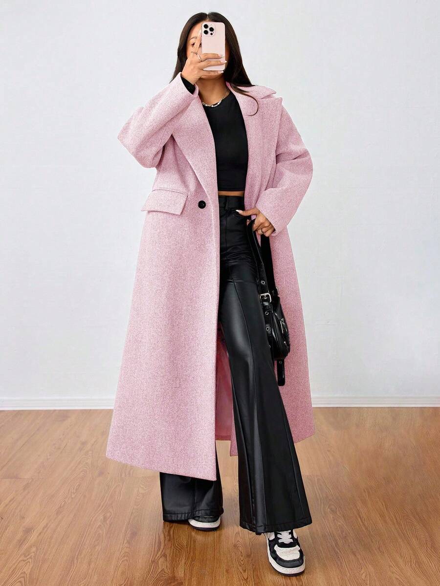 Double Breasted Lapel Long Overcoat