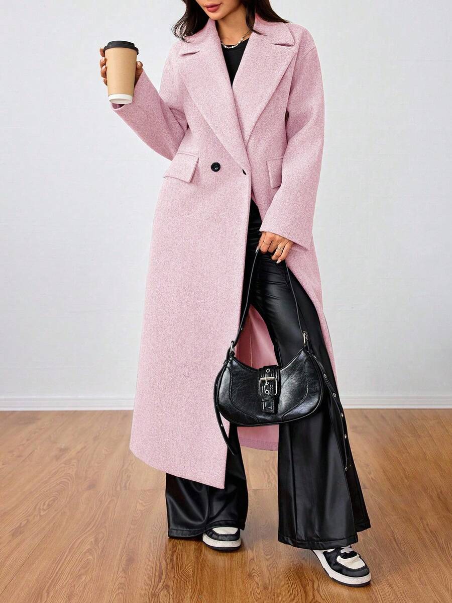 Double Breasted Lapel Long Overcoat