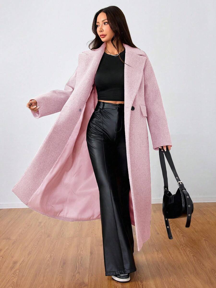 Double Breasted Lapel Long Overcoat