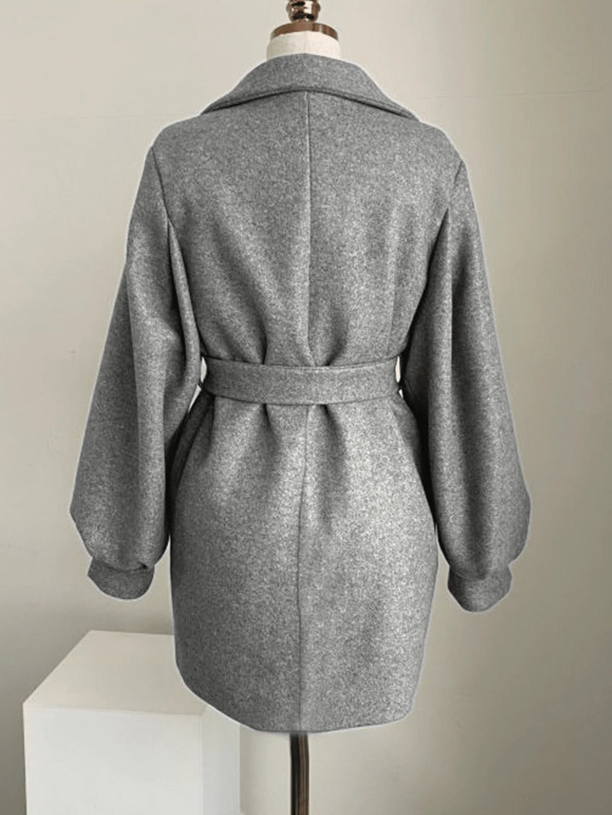 Belted Tweed Double Breasted Long Jacket