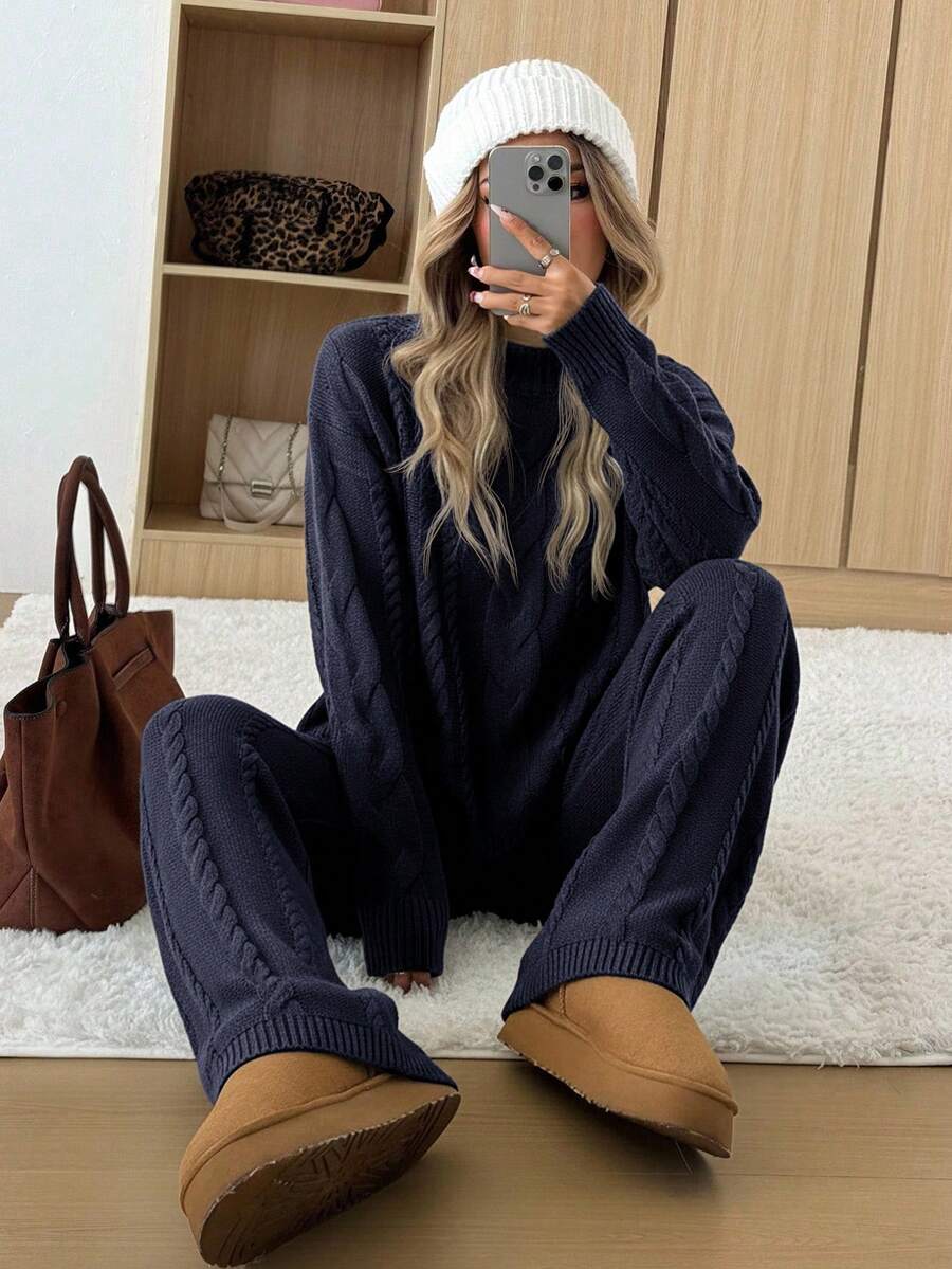 Cable Knit Sweater and Pants Set