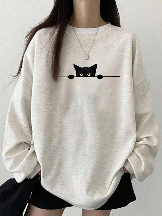 Cat Print Long Sleeve Tee