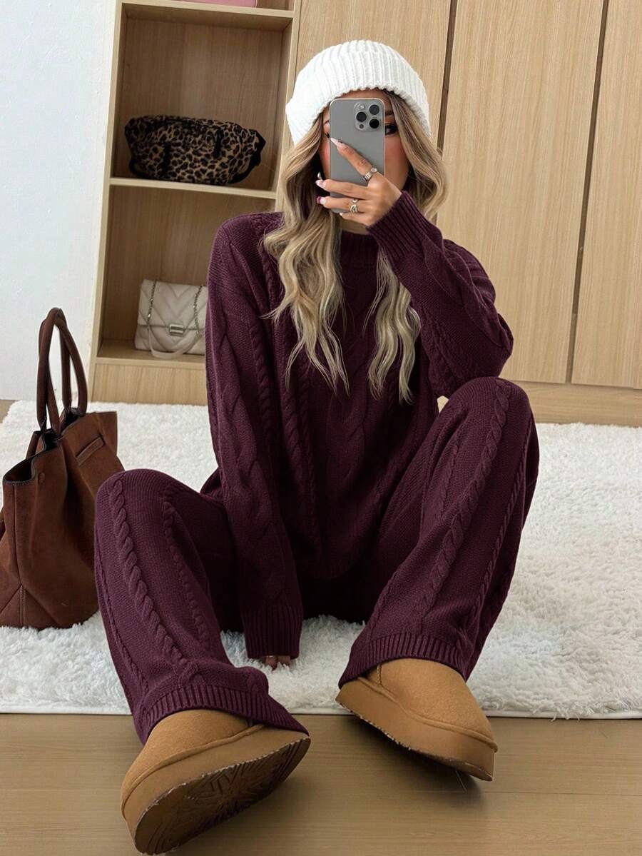 Cable Knit Sweater and Pants Set
