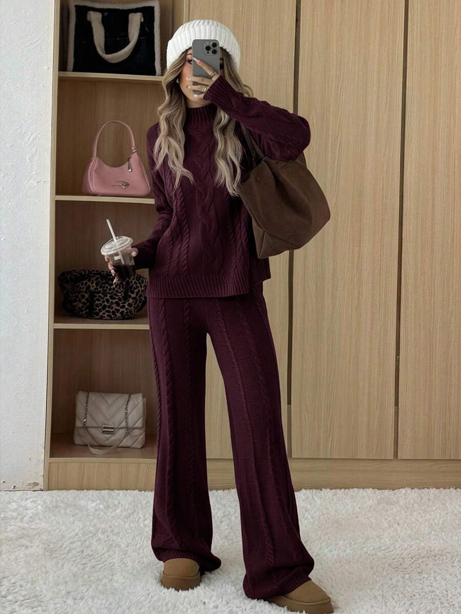 Cable Knit Sweater and Pants Set
