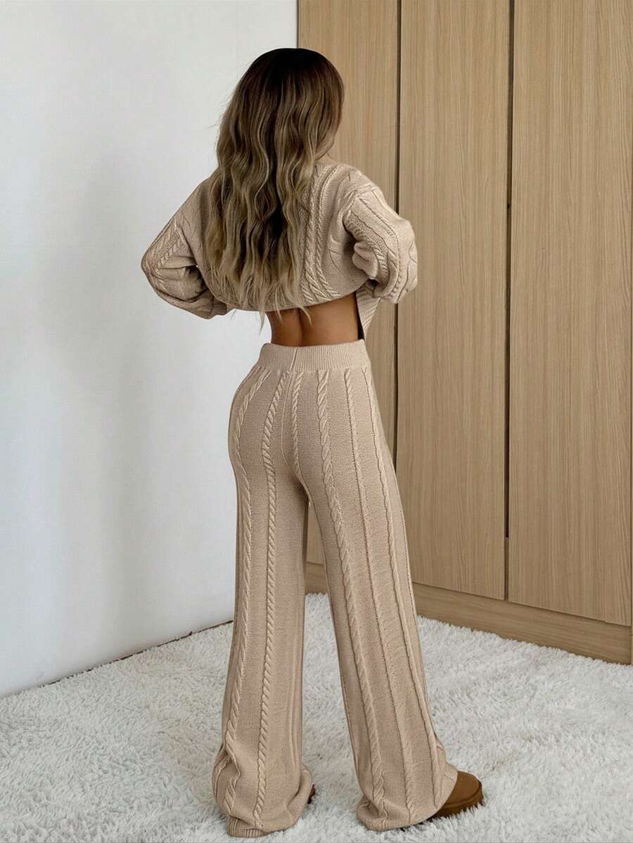 Cable Knit Sweater and Pants Set