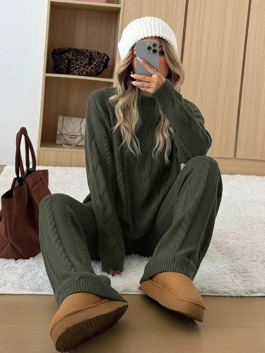 Cable Knit Sweater and Pants Set