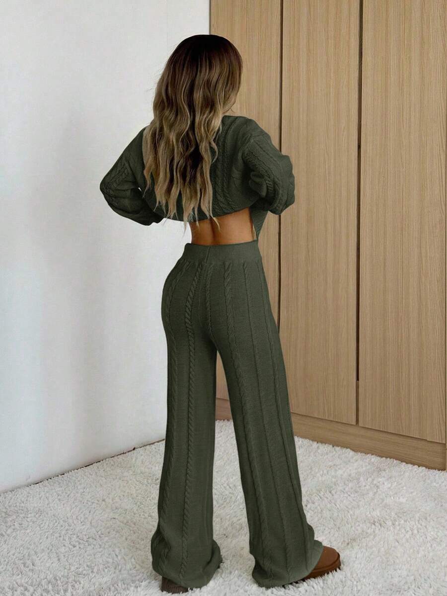 Cable Knit Sweater and Pants Set