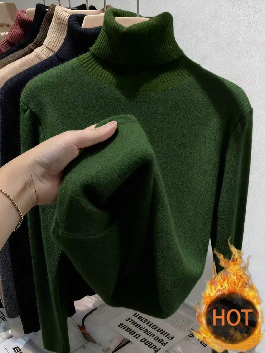 Thermal Lined High Round Neck Long Sleeve Tee