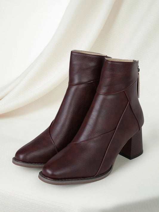 Square Toe Block Heel Ankle Boots