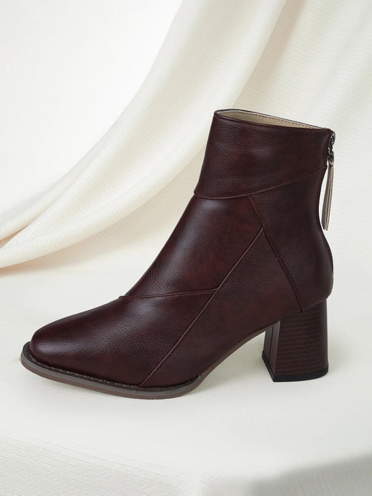 Square Toe Block Heel Ankle Boots
