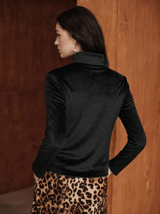 Thermal Lined High Round Neck Long Sleeve Tee