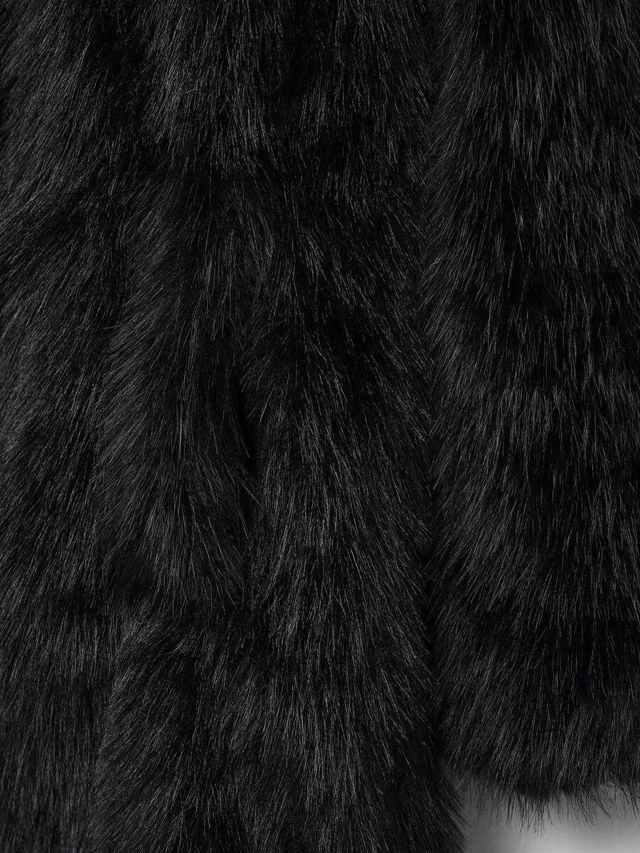 Oversized Faux Fur Lapel Coat