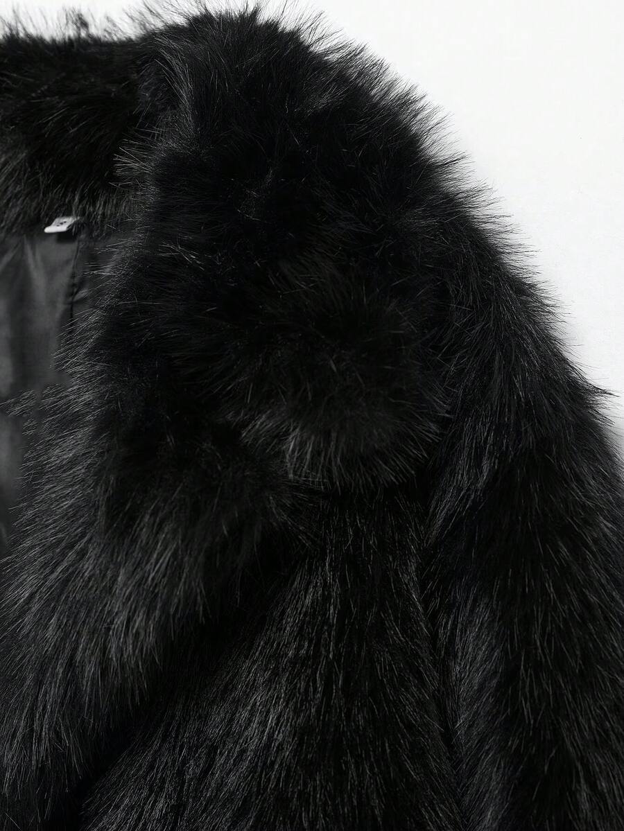 Oversized Faux Fur Lapel Coat