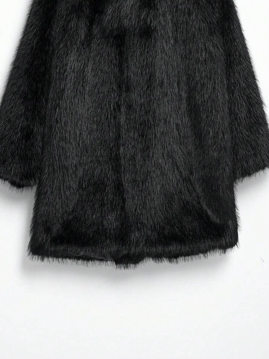 Oversized Faux Fur Lapel Coat