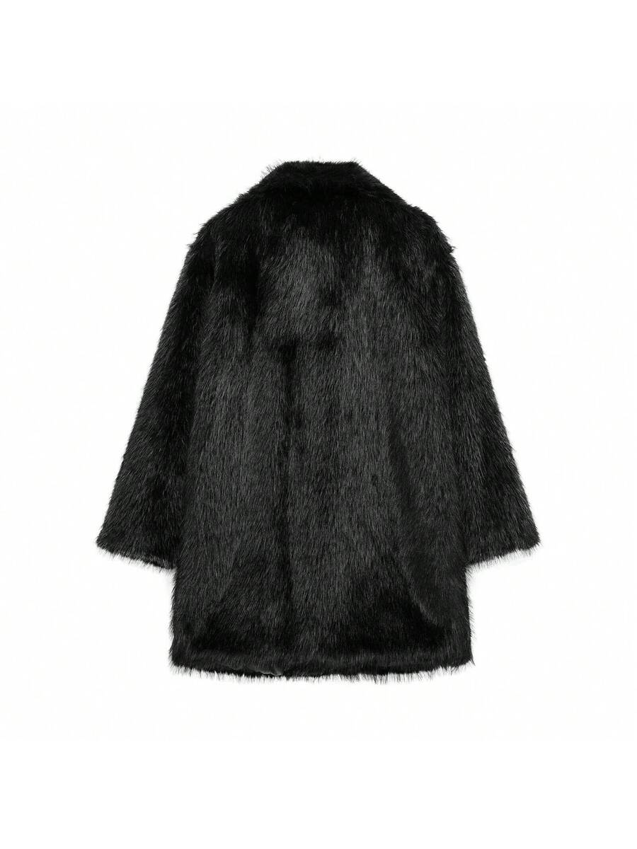 Oversized Faux Fur Lapel Coat