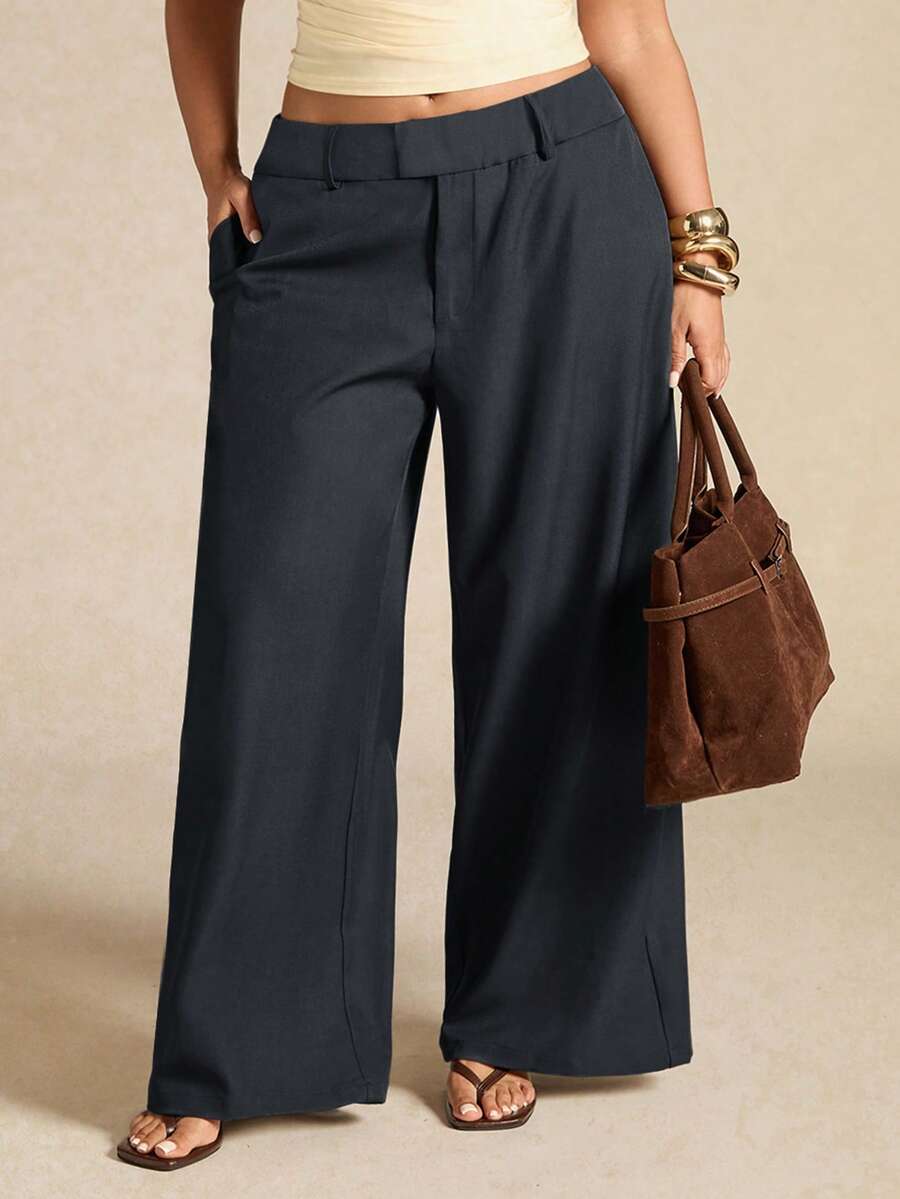 Plus Size Asymmetric Tailored Trousers