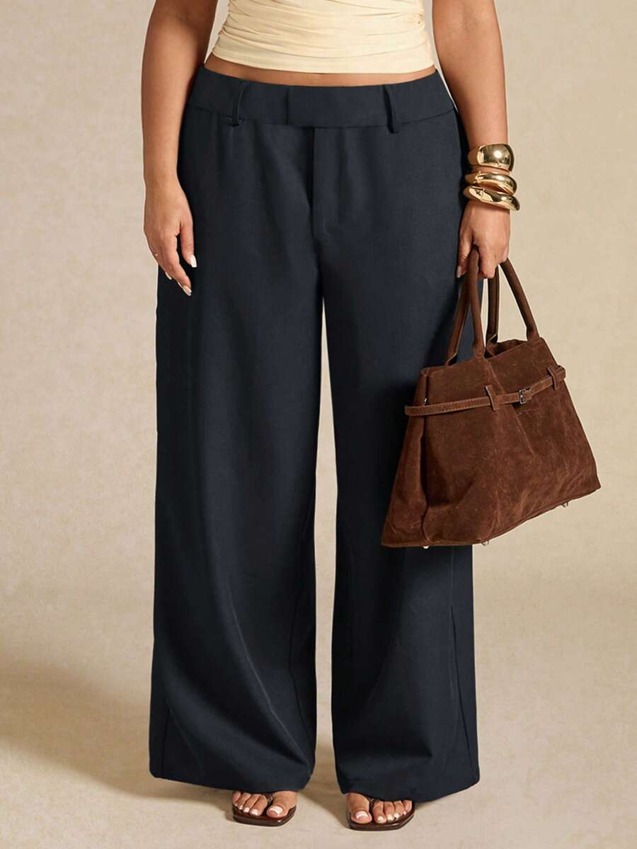 Plus Size Asymmetric Tailored Trousers