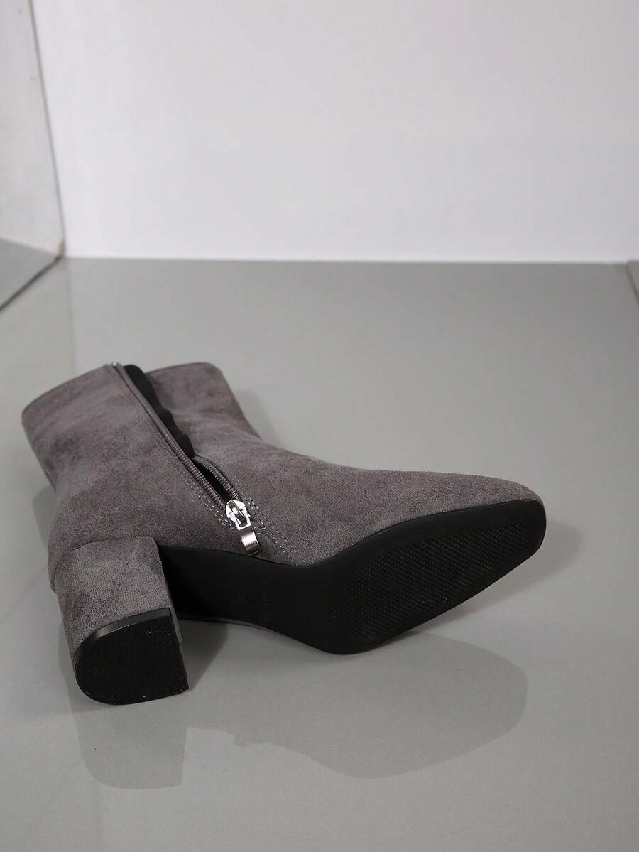 Pointed Toe Block Heel Mid Calf Boots
