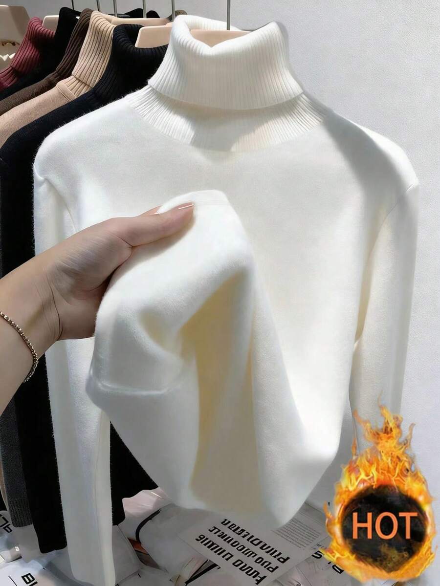 Thermal Lined High Round Neck Long Sleeve Tee