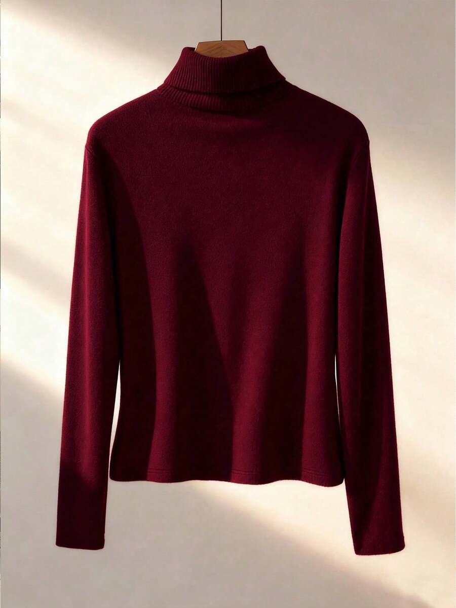 Thermal Lined High Round Neck Long Sleeve Tee