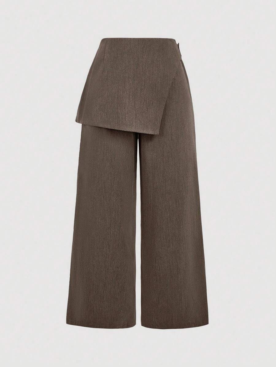 Plus Size Fold Over Wide Leg Trousers