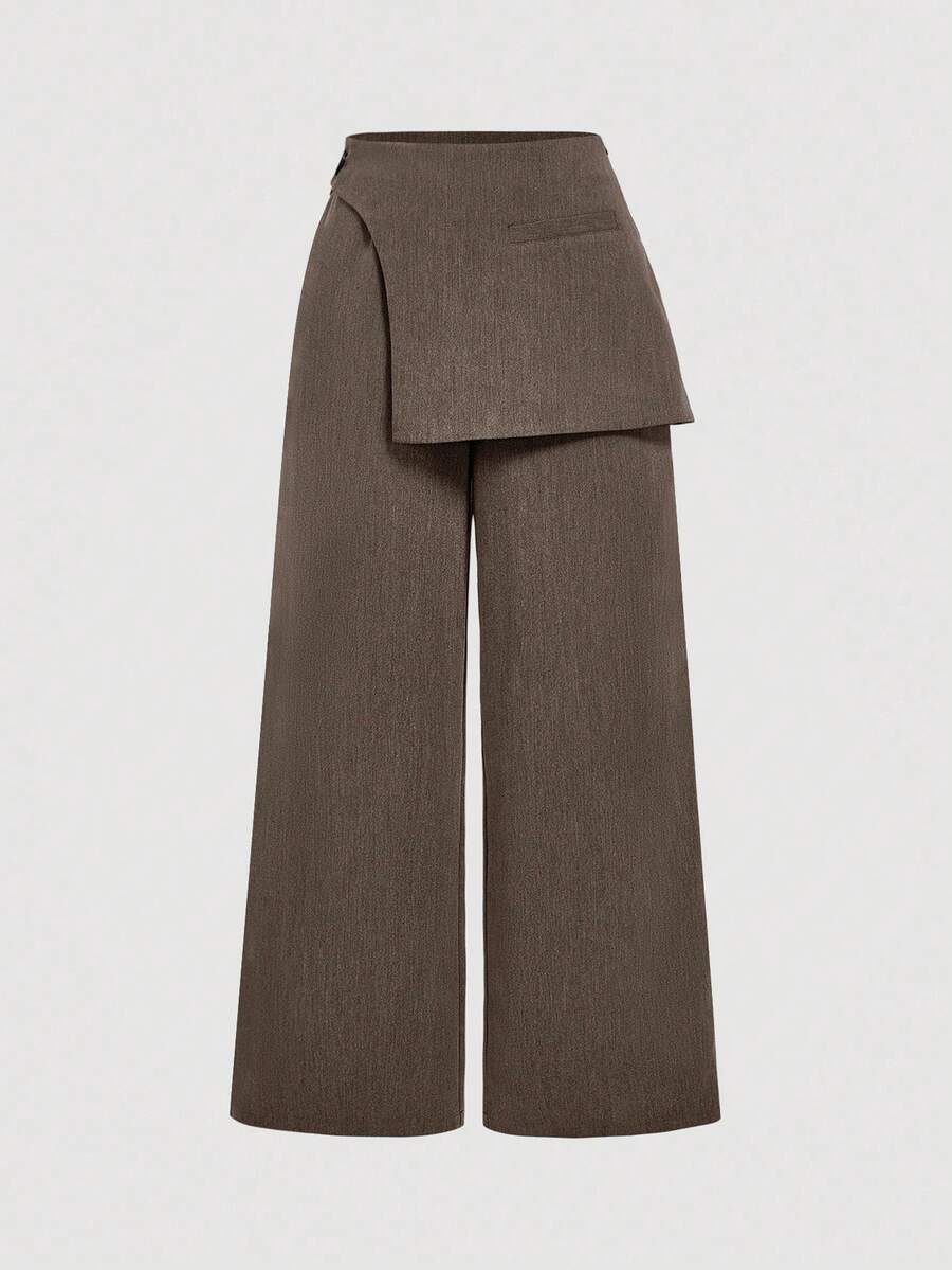 Plus Size Fold Over Wide Leg Trousers