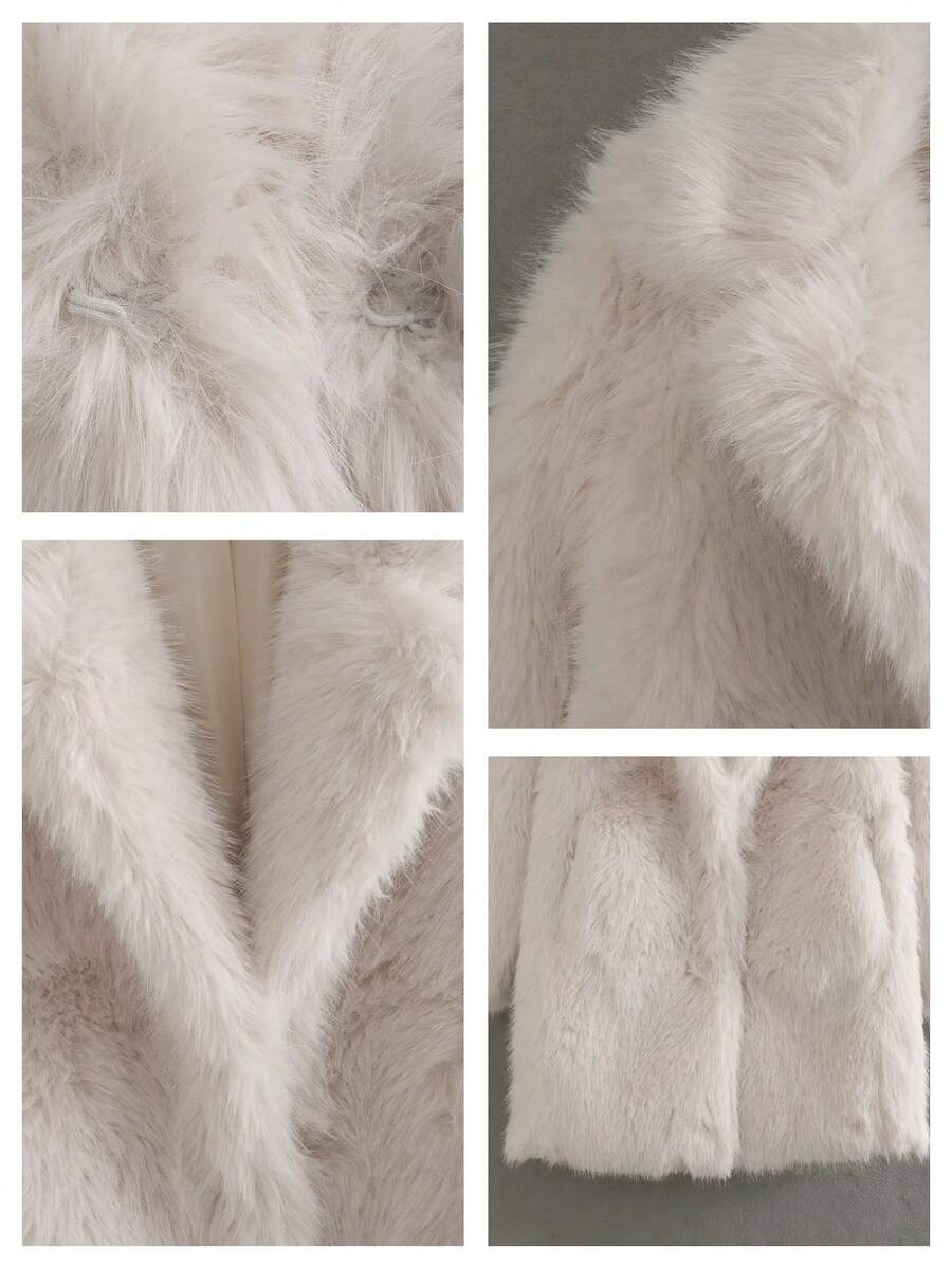 Oversized Faux Fur Lapel Coat