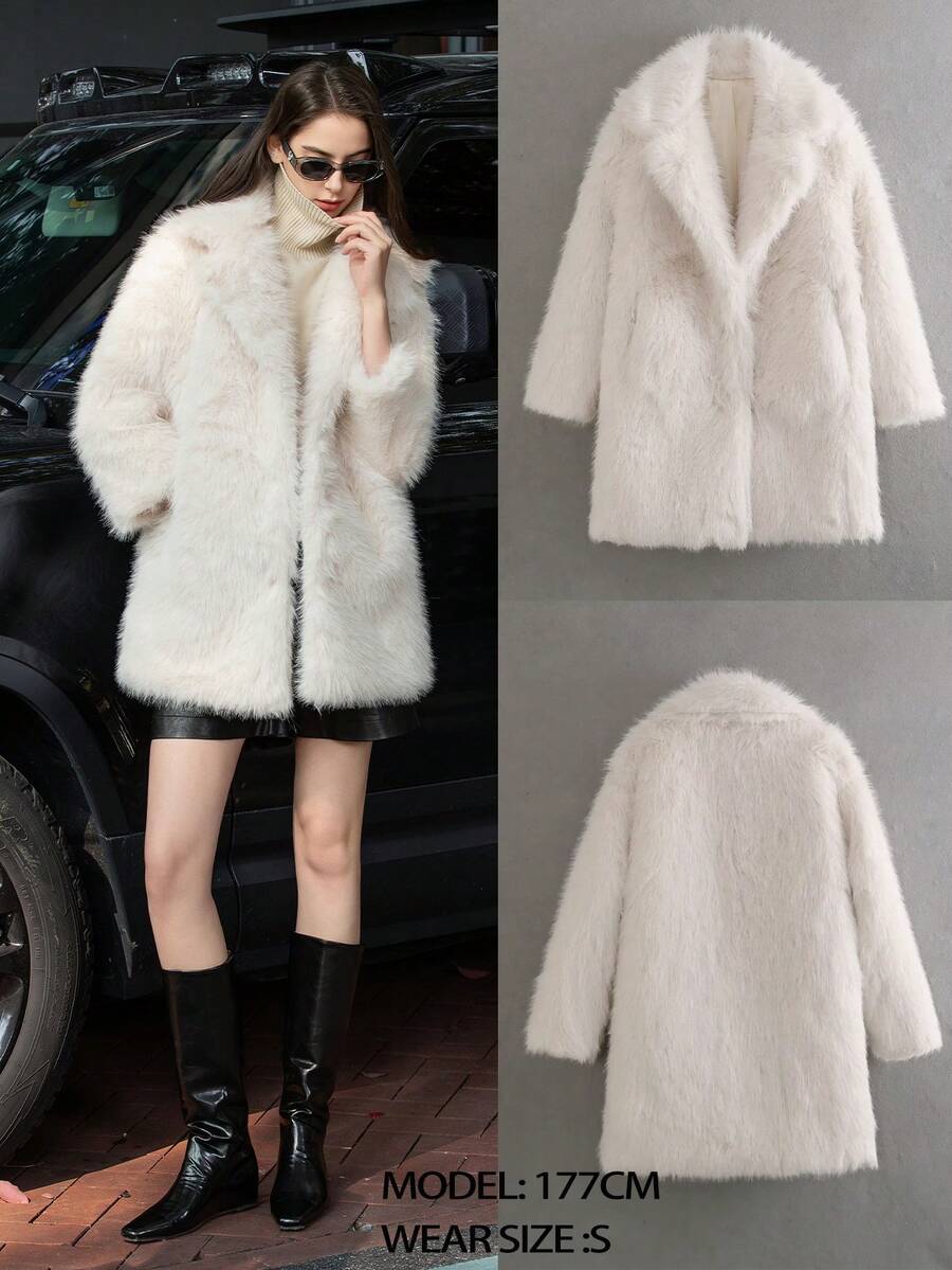 Oversized Faux Fur Lapel Coat