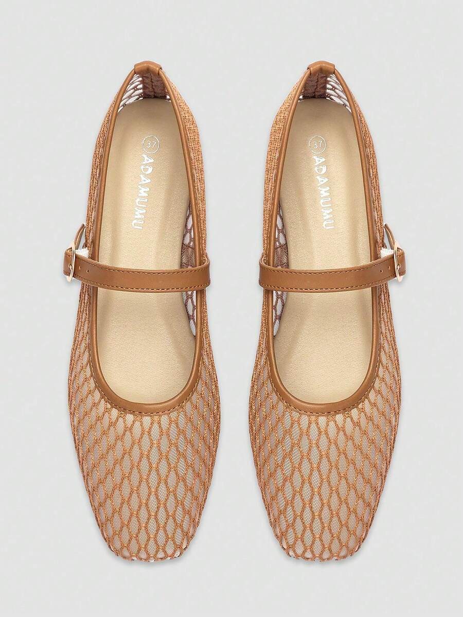 Mesh Mary Jane Ballet Flats