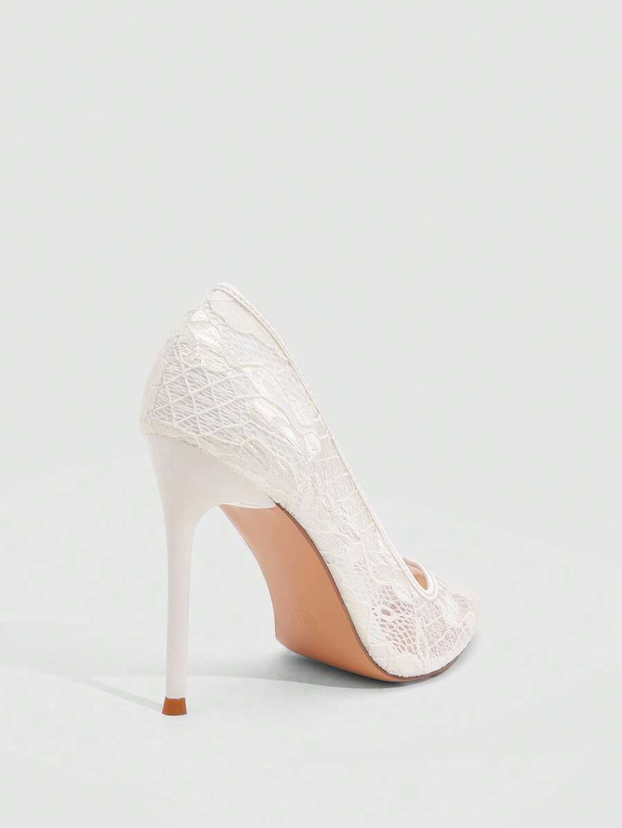 Lace Mesh Pointed Toe Stiletto Heels