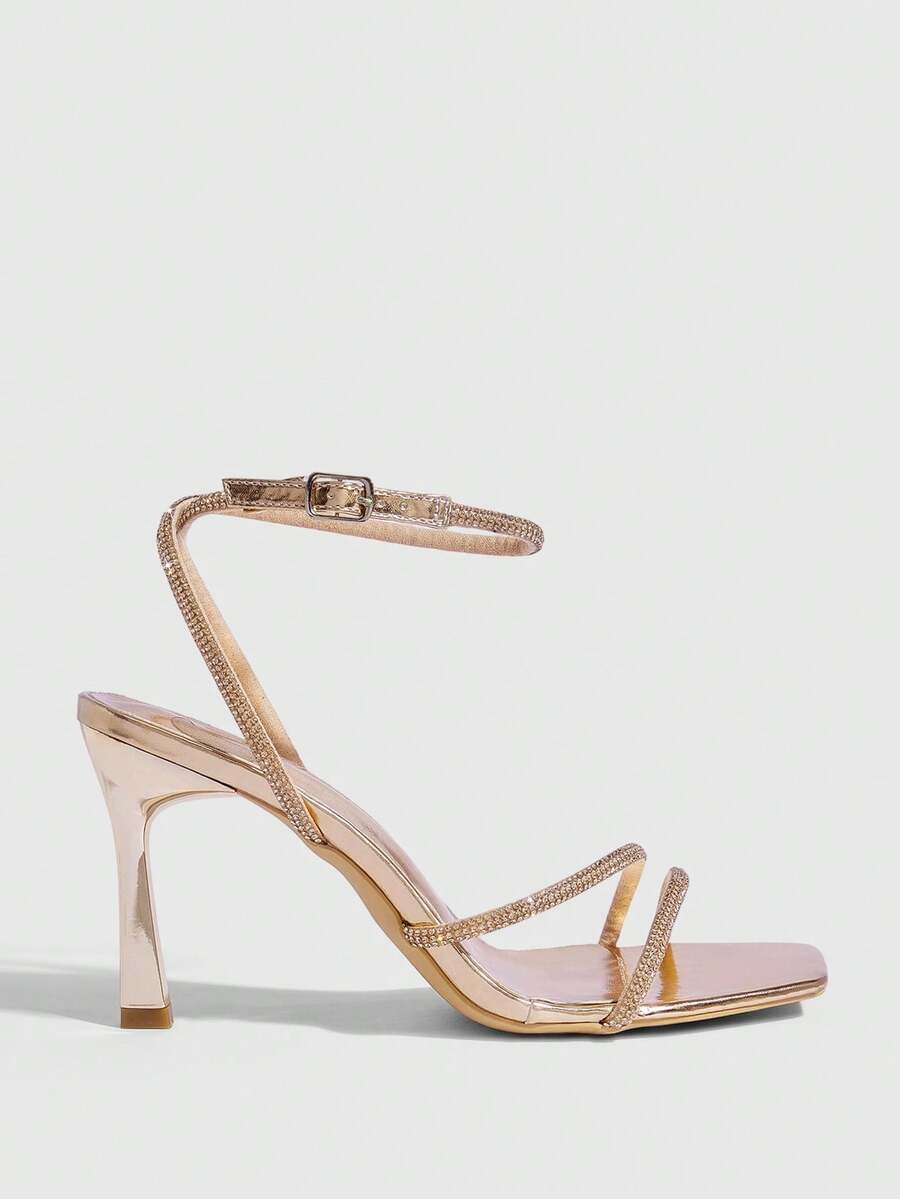 Rhinestone Ankle Strap Heels