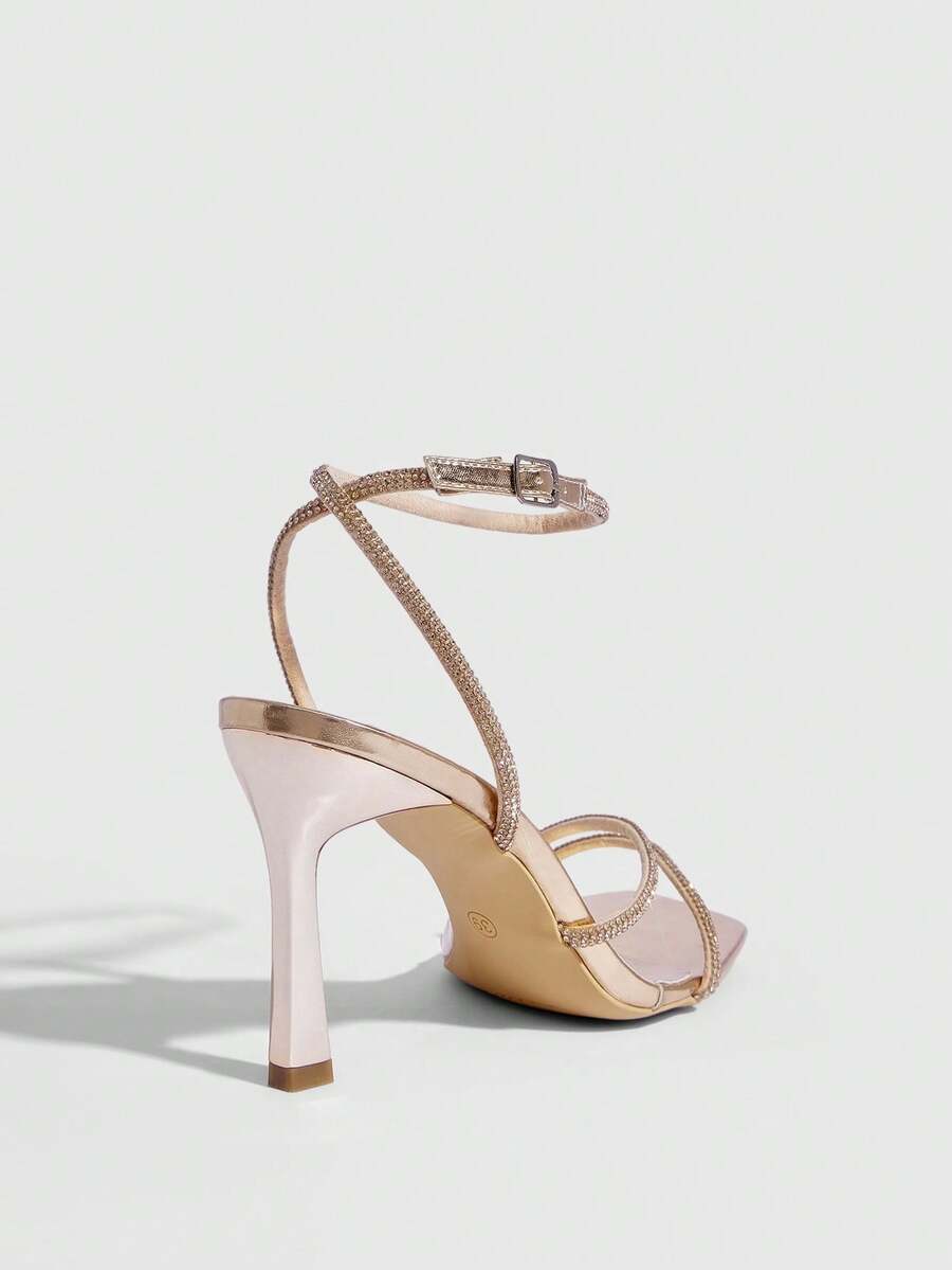 Rhinestone Ankle Strap Heels