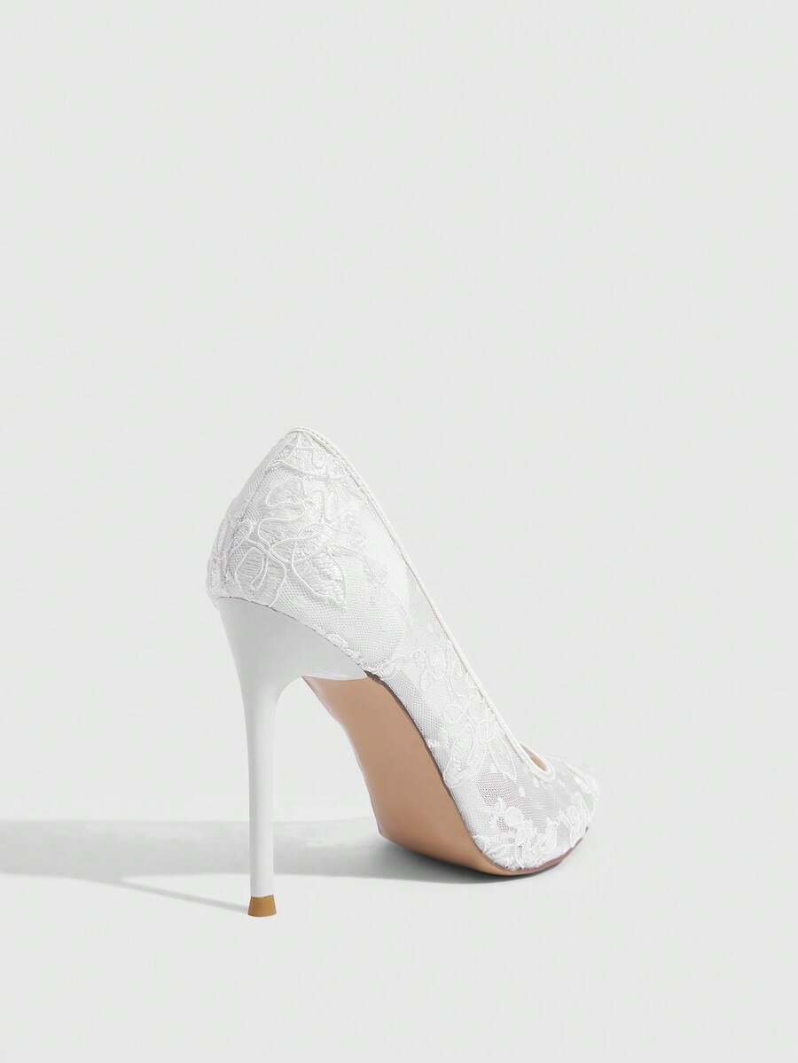Lace Mesh Pointed Toe Stiletto Heels