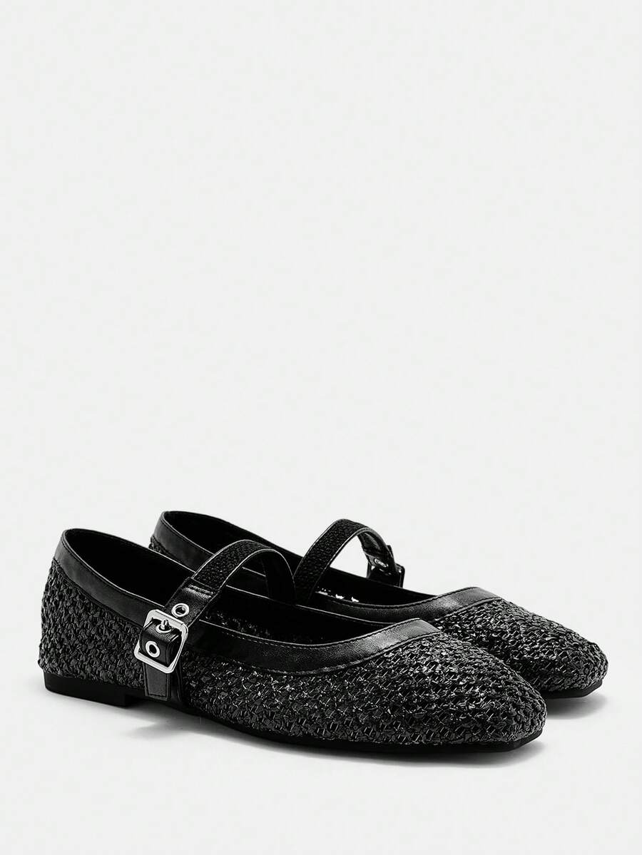 Square Toe Mary Jane Ballet Flats