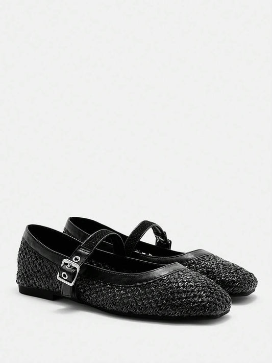 Square Toe Mary Jane Ballet Flats